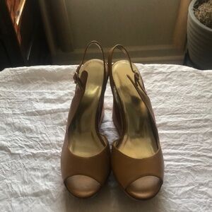 Aldo Brown Slingback Peep-Toe Heels
